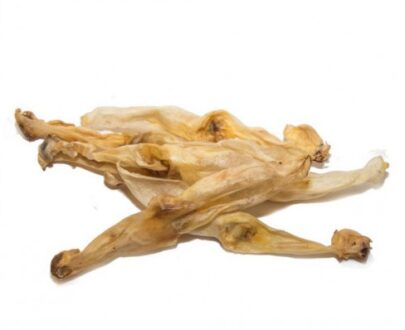 orecchie di coniglio essiccate senza pelo per cani